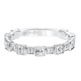 Artcarved Bridal Mounted with Side Stones Vintage Fashion Diamond Anniversary Band 14K White Gold