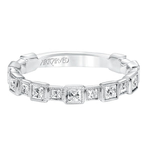 Artcarved Bridal Mounted with Side Stones Vintage Fashion Diamond Anniversary Band 14K White Gold