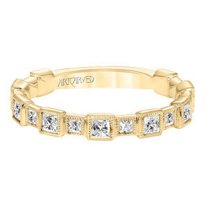 Artcarved Bridal Mounted with Side Stones Vintage Fashion Diamond Anniversary Band 14K Yellow Gold