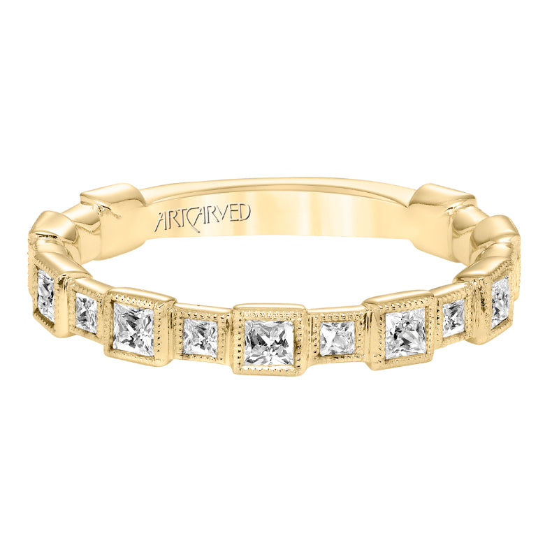 Artcarved Bridal Mounted with Side Stones Vintage Fashion Diamond Anniversary Band 14K Yellow Gold