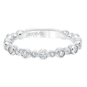Artcarved Bridal Mounted with Side Stones Contemporary Fashion Diamond Anniversary Band 14K White Gold
