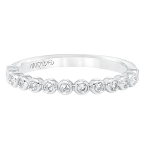 Artcarved Bridal Mounted with Side Stones Contemporary Diamond Anniversary Band 14K White Gold