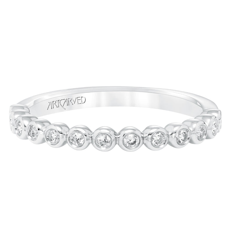 Artcarved Bridal Mounted with Side Stones Contemporary Diamond Anniversary Band 14K White Gold