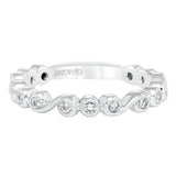 Artcarved Bridal Mounted with Side Stones Contemporary Fashion Diamond Anniversary Band 14K White Gold