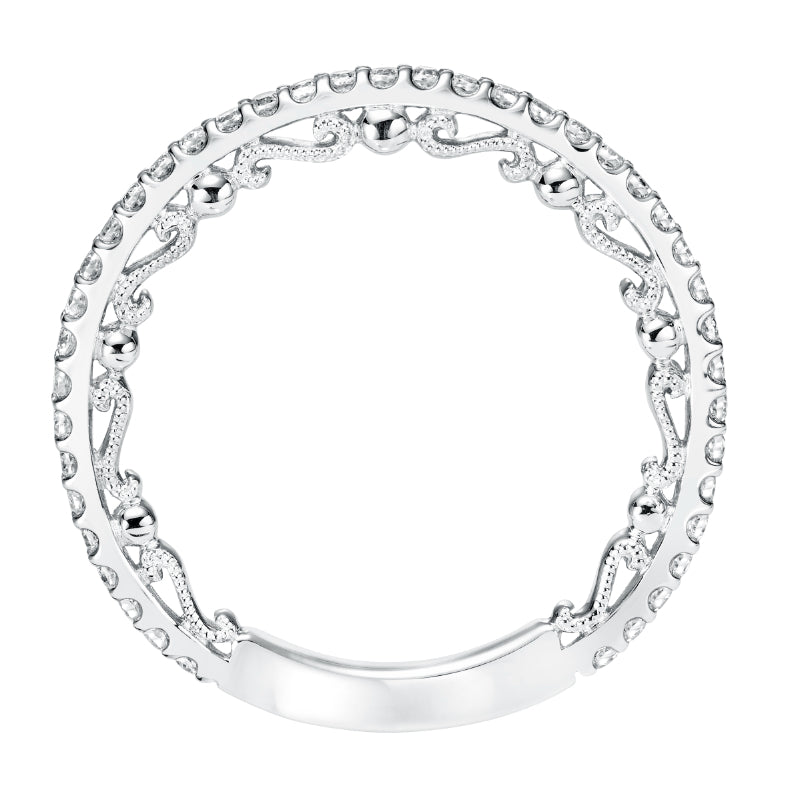 Artcarved Bridal Mounted with Side Stones Vintage Stackable Fashion Diamond Anniversary Band 14K White Gold