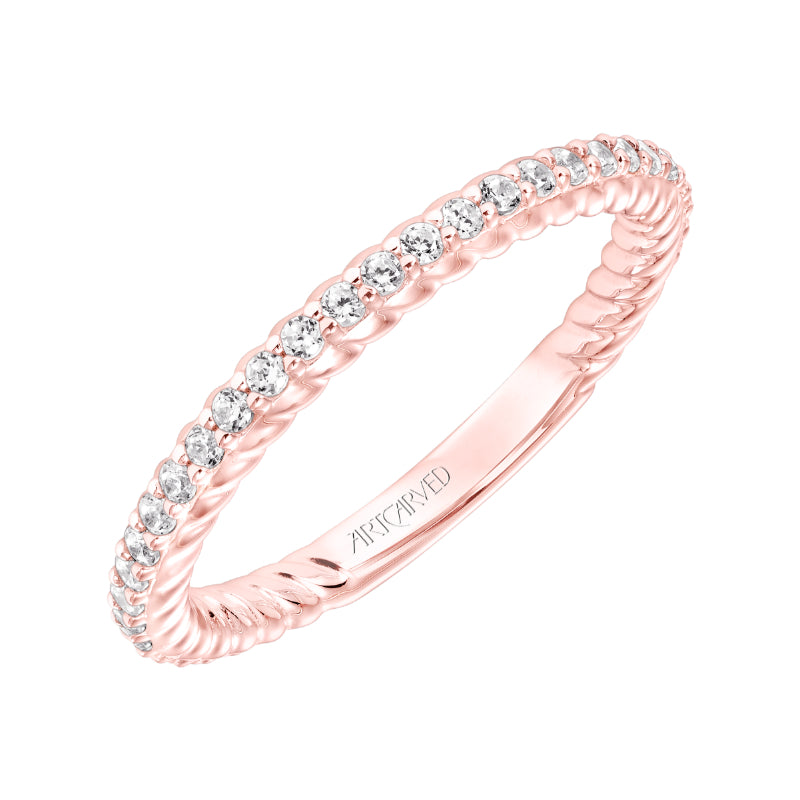 Artcarved Bridal Mounted with Side Stones Contemporary Stackable Fashion Anniversary Band 14K Rose Gold