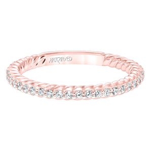 Artcarved Bridal Mounted with Side Stones Contemporary Stackable Fashion Anniversary Band 14K Rose Gold
