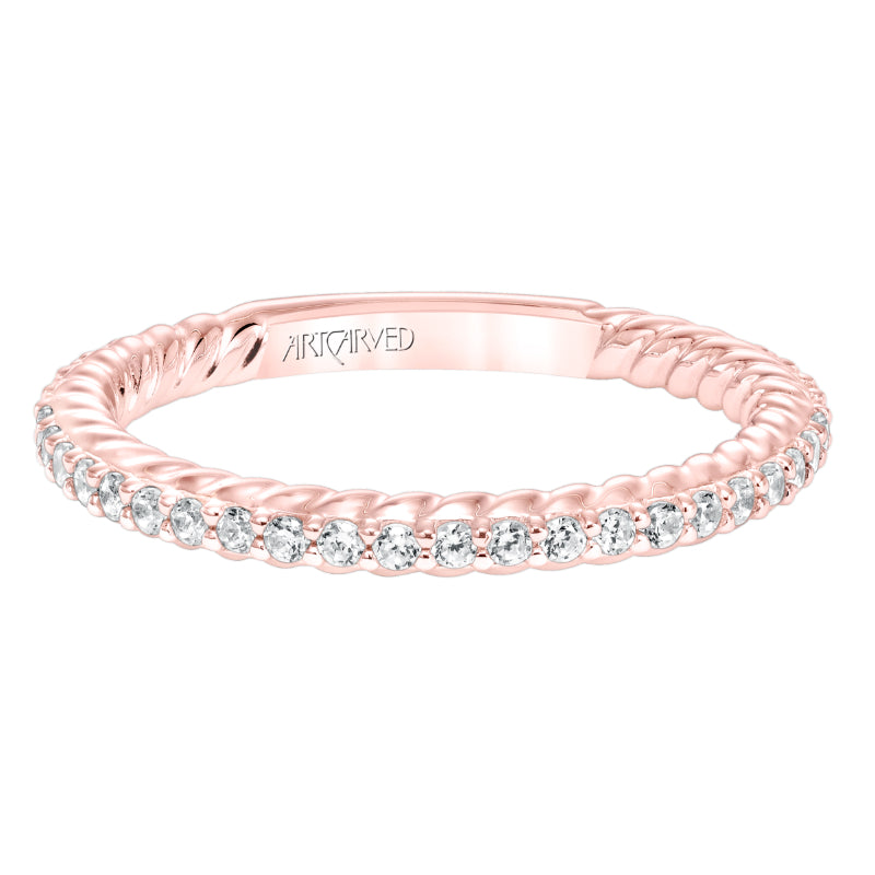 Artcarved Bridal Mounted with Side Stones Contemporary Stackable Fashion Anniversary Band 14K Rose Gold