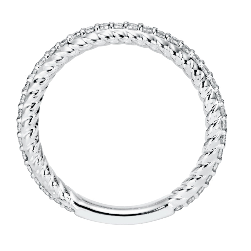 Artcarved Bridal Mounted with Side Stones Contemporary Stackable Fashion Anniversary Band 14K White Gold