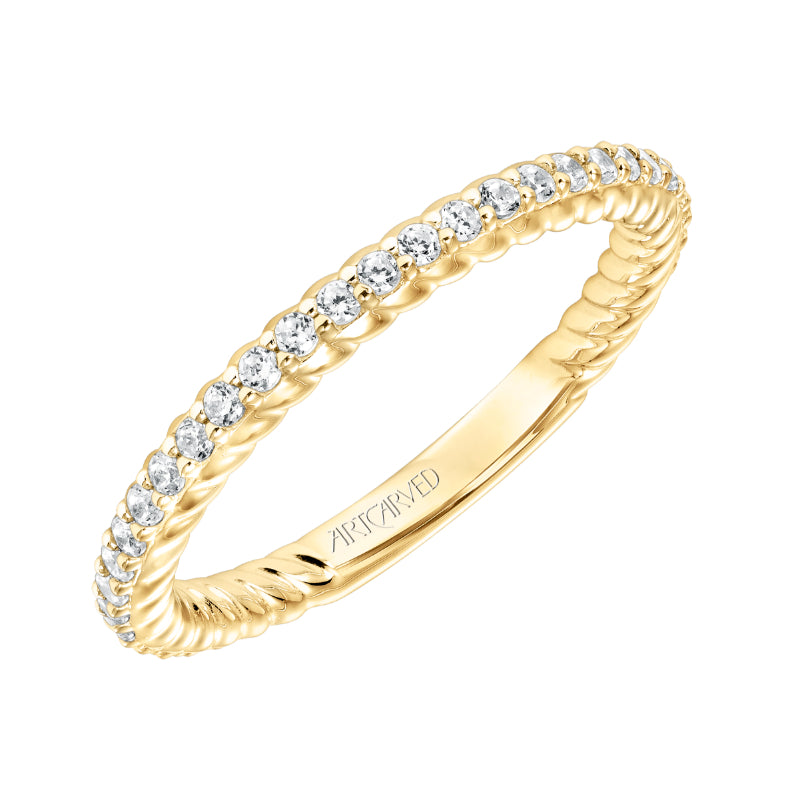Artcarved Bridal Mounted with Side Stones Contemporary Stackable Fashion Anniversary Band 14K Yellow Gold