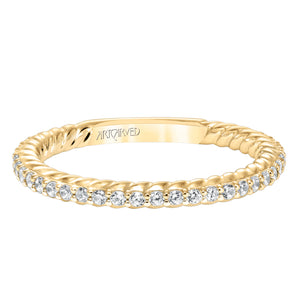 Artcarved Bridal Mounted with Side Stones Contemporary Stackable Fashion Anniversary Band 14K Yellow Gold