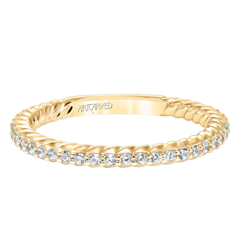 Artcarved Bridal Mounted with Side Stones Contemporary Stackable Fashion Anniversary Band 14K Yellow Gold