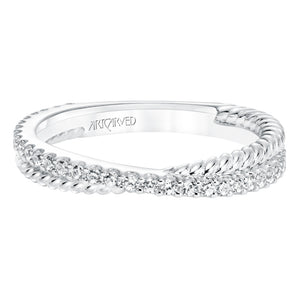 Artcarved Bridal Mounted with Side Stones Contemporary Stackable Fashion Anniversary Band 14K White Gold