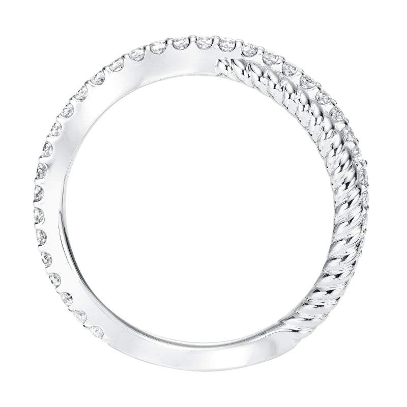 Artcarved Bridal Mounted with Side Stones Contemporary Stackable Fashion Anniversary Band 14K White Gold