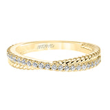32 Artcarved Stackable Band with Diamond And Rope ''X'' Design In 14K Yellow Gold Gold