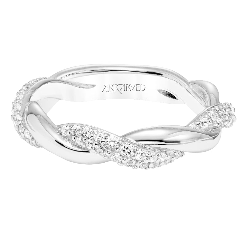 Artcarved Bridal Mounted with Side Stones Fashion Diamond Anniversary Band 14K White Gold