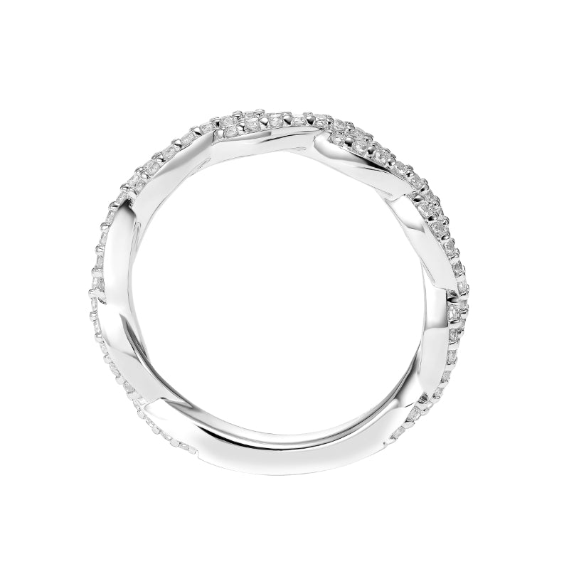 Artcarved Bridal Mounted with Side Stones Fashion Diamond Anniversary Band 14K White Gold