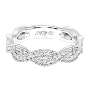 Artcarved Bridal Mounted with Side Stones Fashion Diamond Anniversary Band 14K White Gold