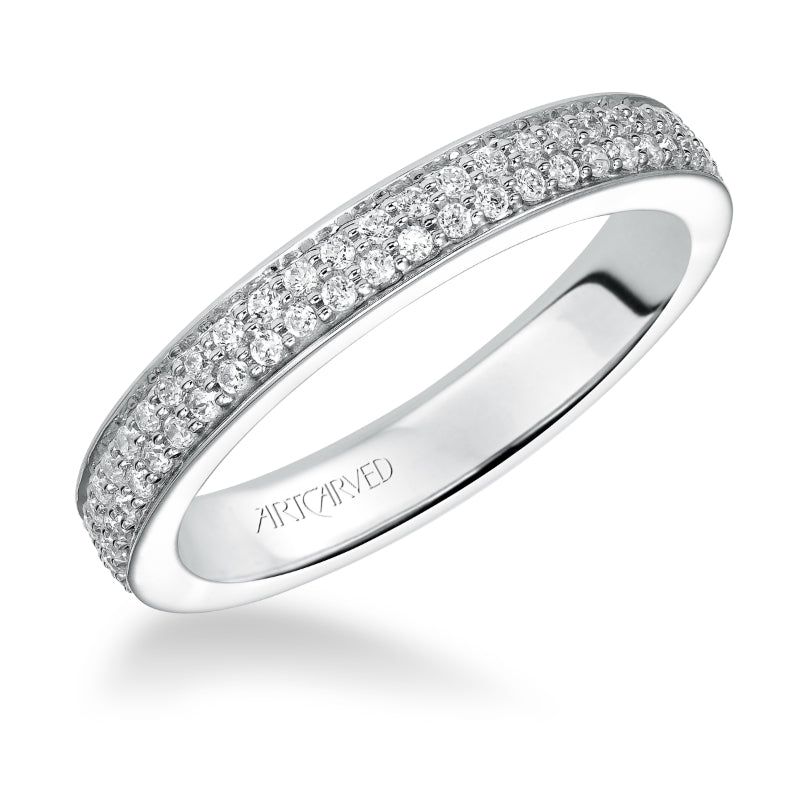 Artcarved Bridal Mounted with Side Stones Contemporary Eternity Diamond Anniversary Band 14K White Gold