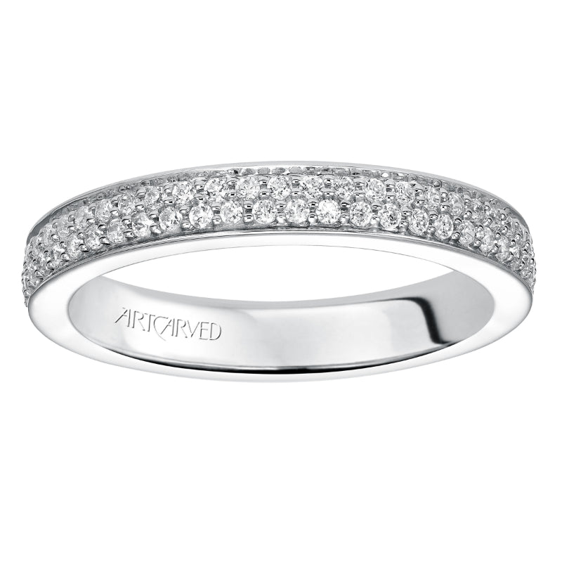 Artcarved Bridal Mounted with Side Stones Contemporary Eternity Diamond Anniversary Band 14K White Gold