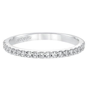 Artcarved Bridal Mounted with Side Stones Contemporary Stackable Diamond Anniversary Band 18K White Gold