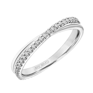 Artcarved Bridal Mounted with Side Stones Fashion Diamond Anniversary Band 18K White Gold