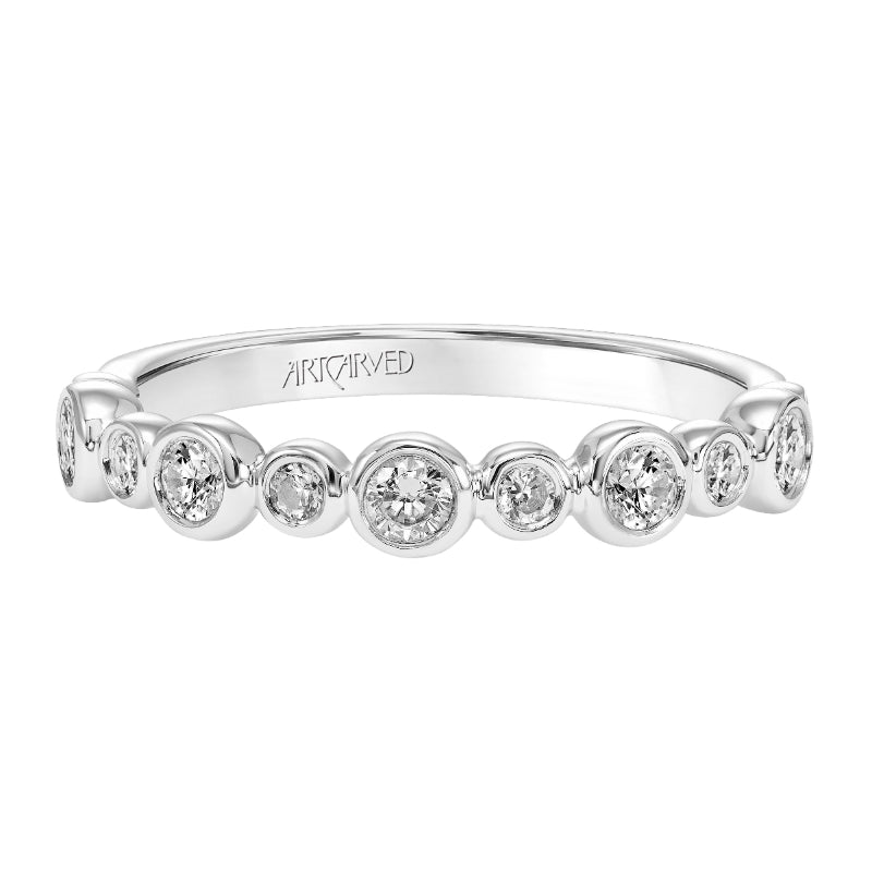 Artcarved Bridal Mounted with Side Stones Fashion Diamond Anniversary Band 14K White Gold