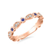 Artcarved Bridal Mounted with Side Stones Contemporary Anniversary Ring 18K Rose Gold & Blue Sapphire