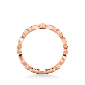 Artcarved Bridal Mounted with Side Stones Contemporary Anniversary Ring 14K Rose Gold & Blue Sapphire