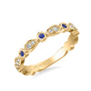 Artcarved Bridal Mounted with Side Stones Contemporary Anniversary Ring 18K Yellow Gold & Blue Sapphire