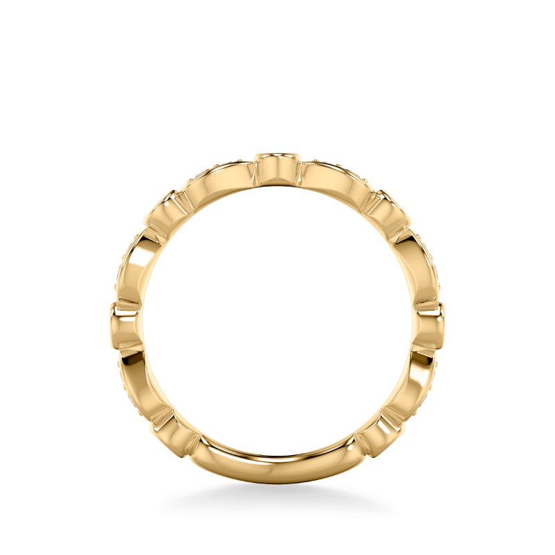 Artcarved Bridal Mounted with Side Stones Contemporary Anniversary Ring 14K Yellow Gold & Blue Sapphire