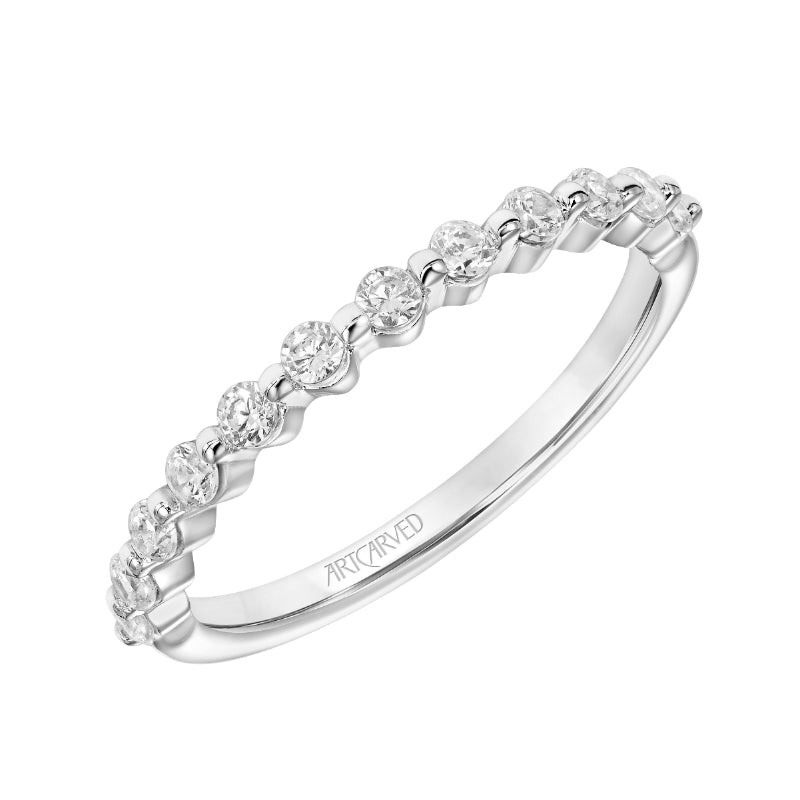 Artcarved Bridal Mounted with Side Stones Diamond Anniversary Band 14K White Gold