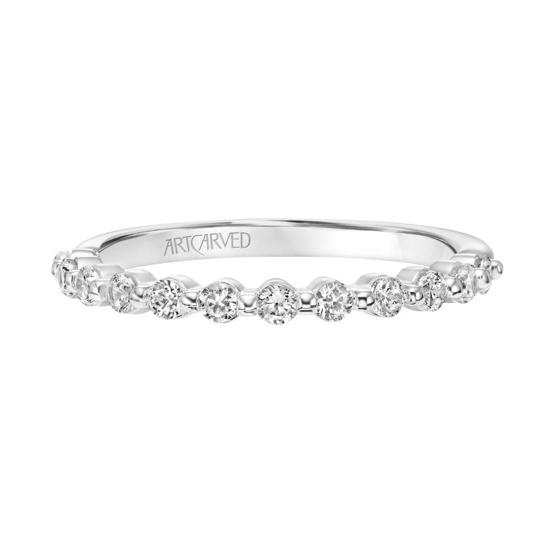 Artcarved Bridal Mounted with Side Stones Diamond Anniversary Band 14K White Gold