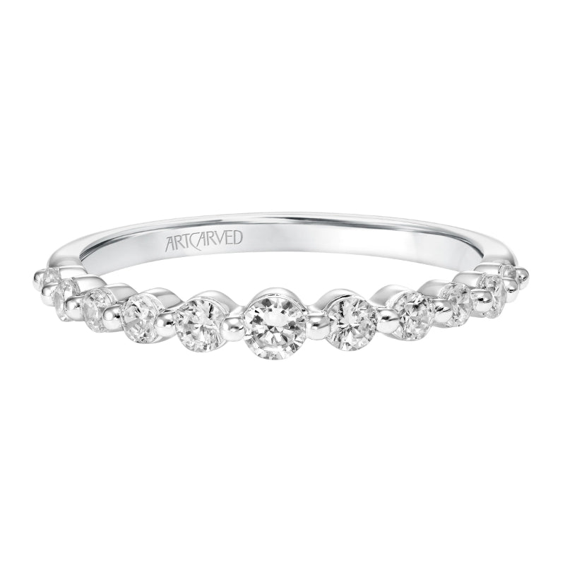 Artcarved Bridal Mounted with Side Stones Diamond Anniversary Band 14K White Gold