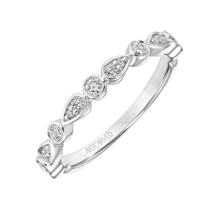 Artcarved Bridal Mounted with Side Stones Diamond Anniversary Band 14K White Gold