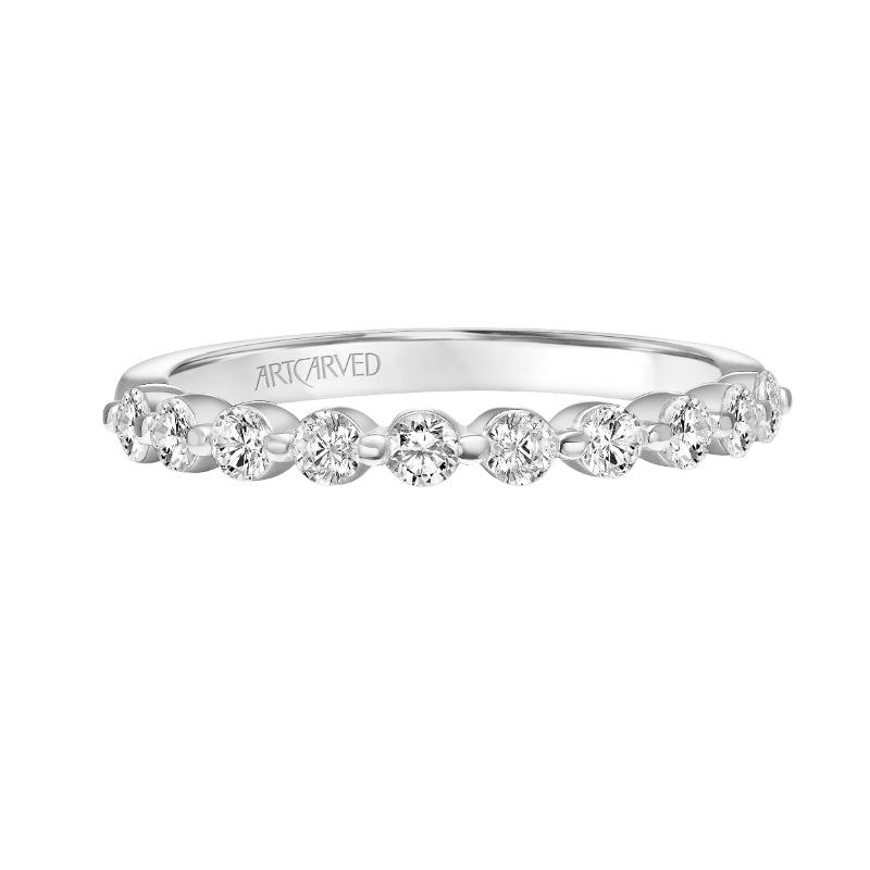 Artcarved Bridal Mounted with Side Stones Diamond Anniversary Band 14K White Gold