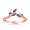 Artcarved Bridal Mounted with Side Stones Contemporary Anniversary Ring 14K Rose Gold & Blue Sapphire