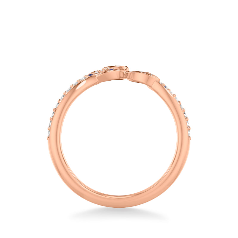 Artcarved Bridal Mounted with Side Stones Contemporary Anniversary Ring 14K Rose Gold & Blue Sapphire