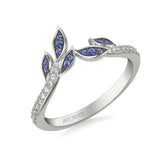 Artcarved Bridal Mounted with Side Stones Contemporary Anniversary Ring 18K White Gold & Blue Sapphire
