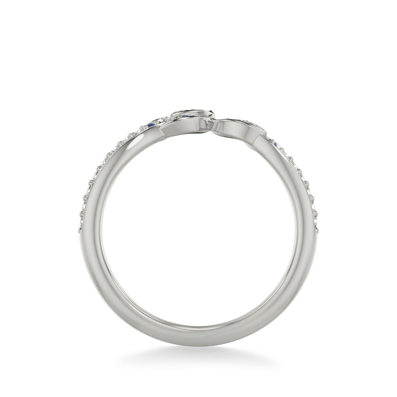 Artcarved Bridal Mounted with Side Stones Contemporary Anniversary Ring 14K White Gold & Blue Sapphire