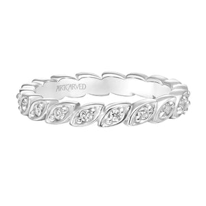 Artcarved Bridal Mounted with Side Stones Diamond Anniversary Band 14K White Gold