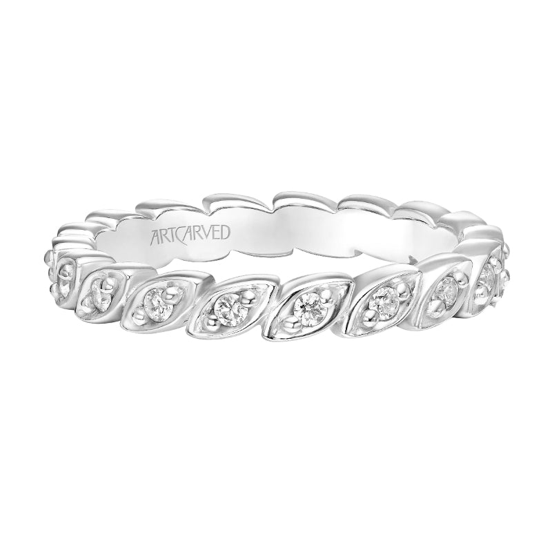 Artcarved Bridal Mounted with Side Stones Diamond Anniversary Band 14K White Gold
