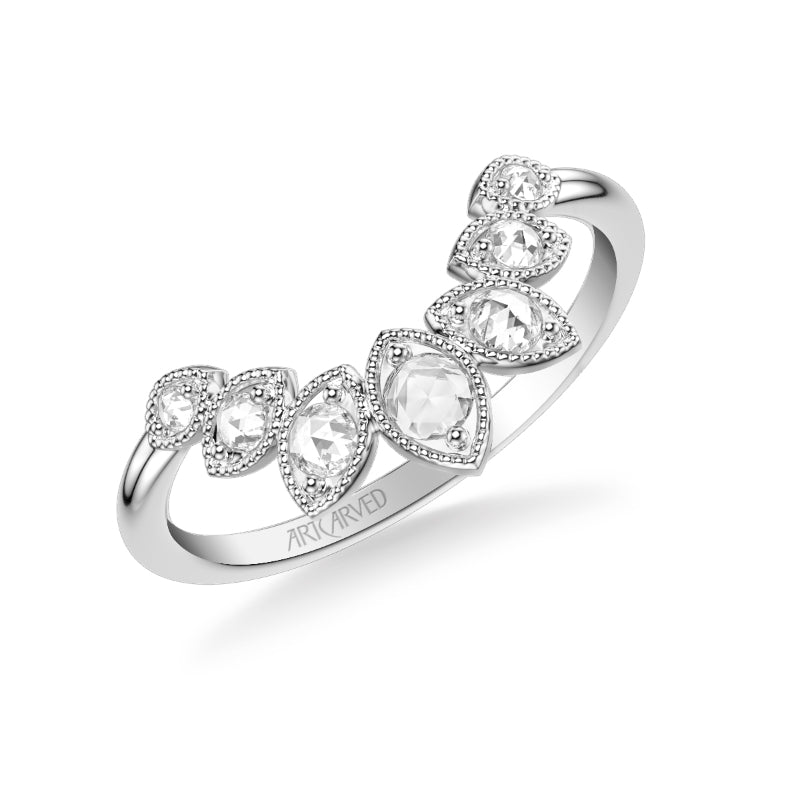 Artcarved Bridal Mounted with Side Stones Vintage Rose Goldcut Diamond Anniversary Band 14K White Gold