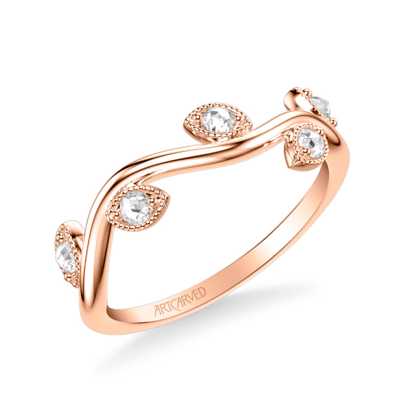 Artcarved Bridal Mounted with Side Stones Contemporary Rose Goldcut Diamond Anniversary Band 18K Rose Gold