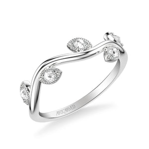 Artcarved Bridal Mounted with Side Stones Contemporary Rose Goldcut Diamond Anniversary Band 18K White Gold