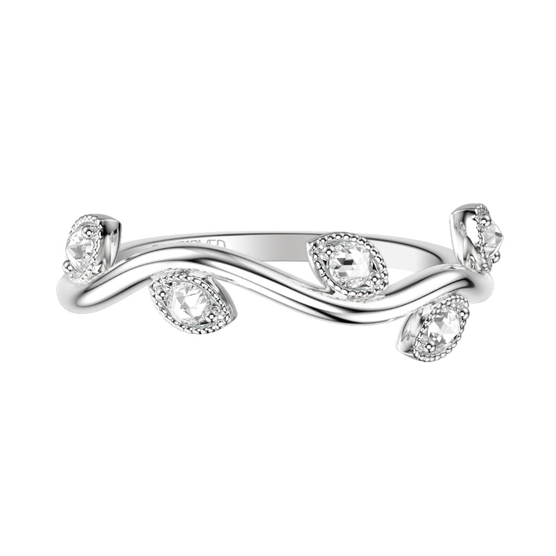 Artcarved Bridal Mounted with Side Stones Contemporary Rose Goldcut Diamond Anniversary Band 18K White Gold