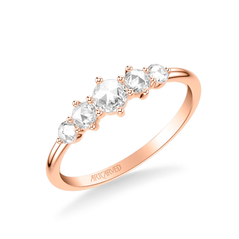 Artcarved Bridal Mounted with Side Stones Classic Rose Goldcut Diamond Anniversary Band 14K Rose Gold