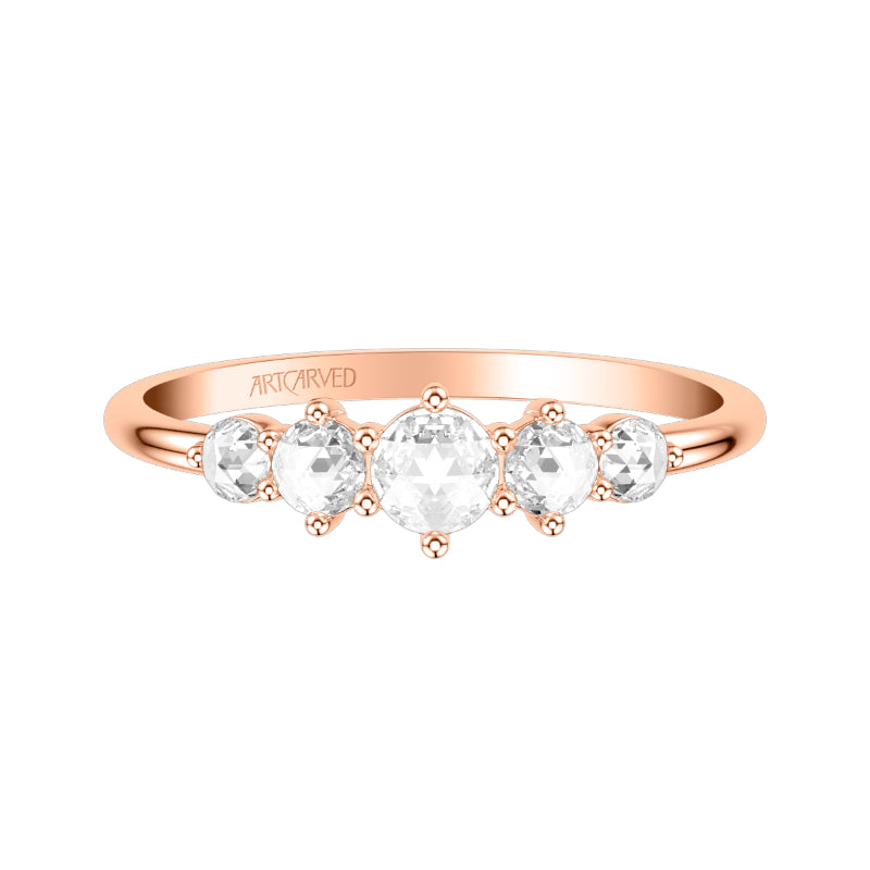 Artcarved Bridal Mounted with Side Stones Classic Rose Goldcut Diamond Anniversary Band 14K Rose Gold