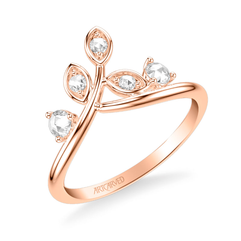 Artcarved Bridal Mounted with Side Stones Contemporary Rose Goldcut Diamond Anniversary Band 14K Rose Gold