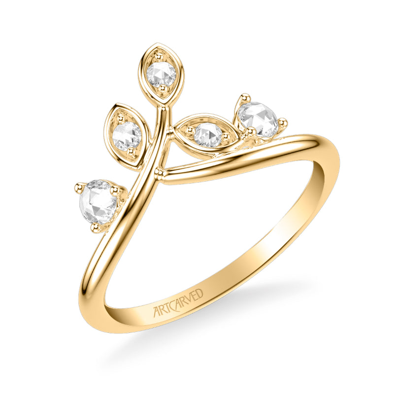 Artcarved Bridal Mounted with Side Stones Contemporary Rose Goldcut Diamond Anniversary Band 14K Yellow Gold